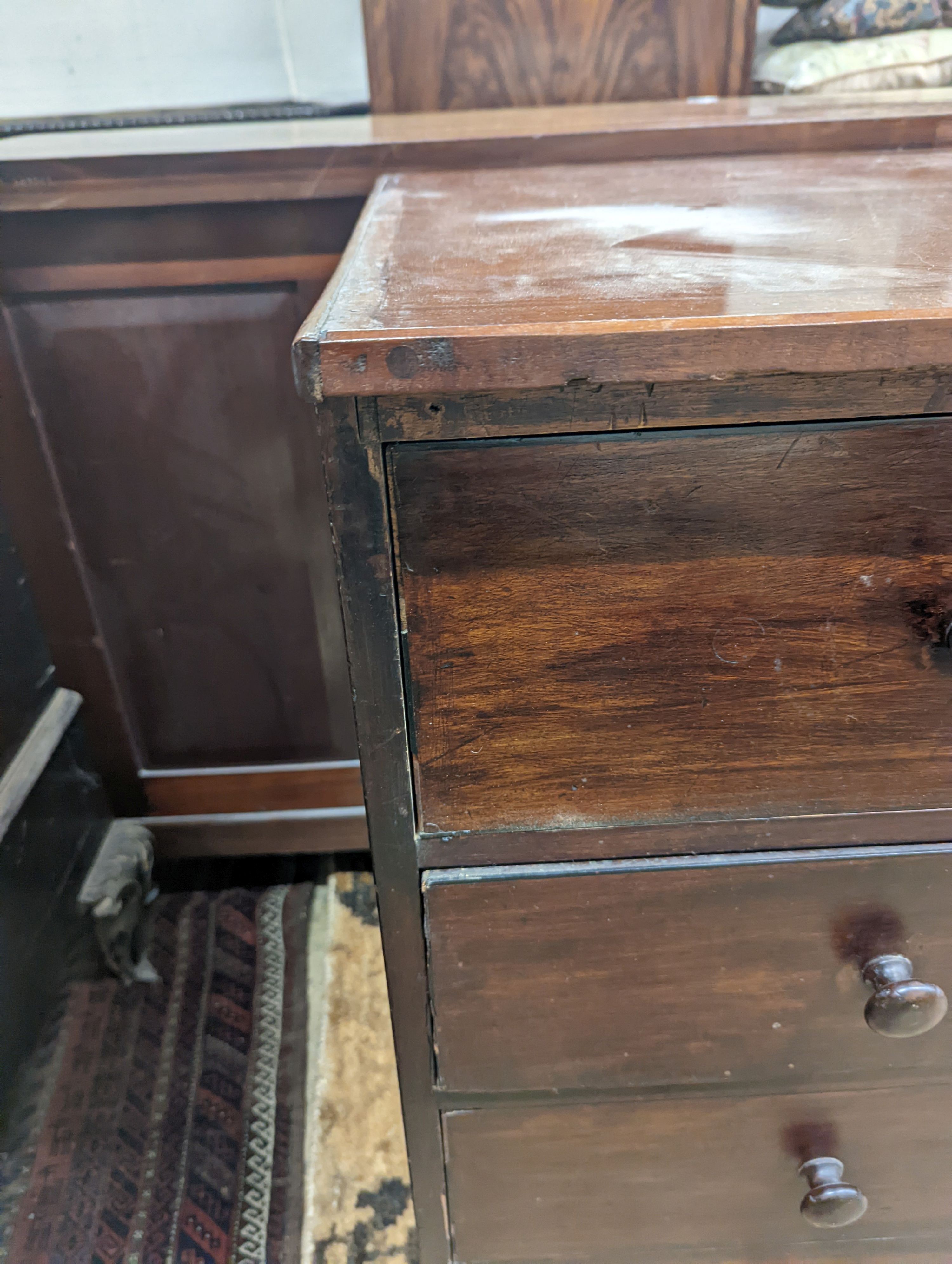 A Victorian and later four drawer chest, width 118cm, depth 55cm, height 86cm